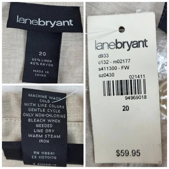 Lane Bryant Blazer JACKET Linen Blend Womens Size 20 Ruffle 3/4 Sleeves NWT - Picture 9 of 16